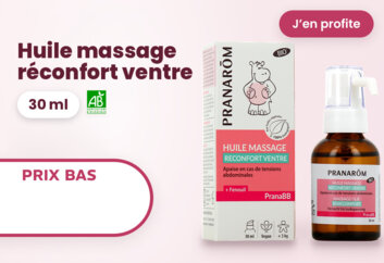 Prix bas Pranarom PranaBB huile massage réconfort ventre Bio