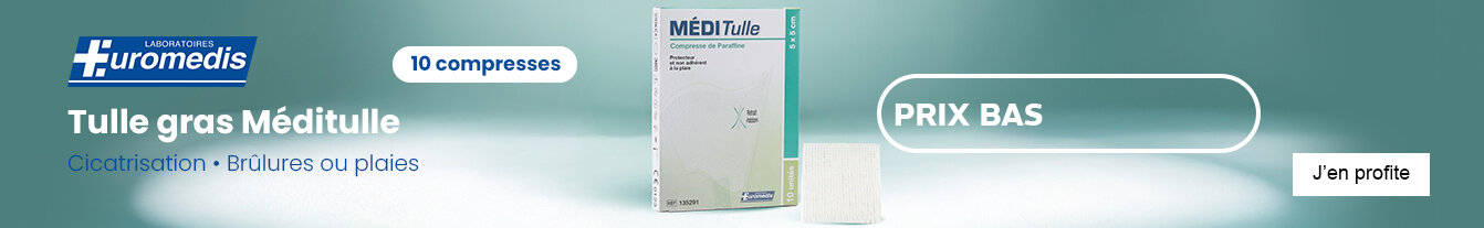 Prix bas Méditulle tulle gras 10 compresses paraffinées
