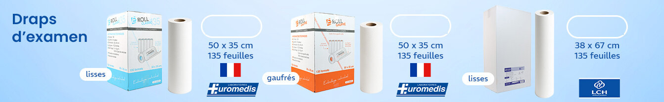 Prix bas LCH Draps d'examen lisses blanc pur 67 cm x 38 cm