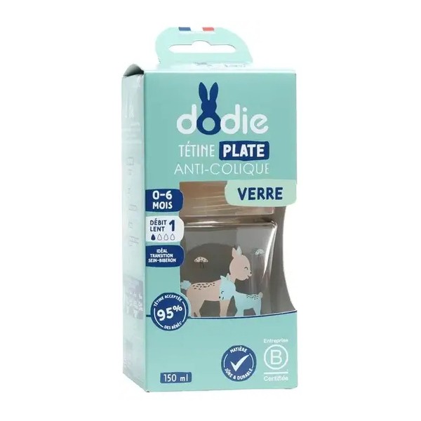 Dodie Biberon verre Tétine plate