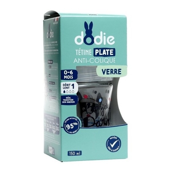 Dodie Biberon verre Tétine plate