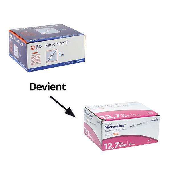 Embecta Microfine Seringue à insuline 29 G