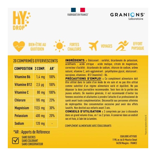 Granions Hydrop Vitamines et Minéraux comprimés
