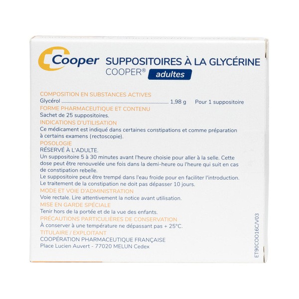 Suppositoire glycérine Adulte