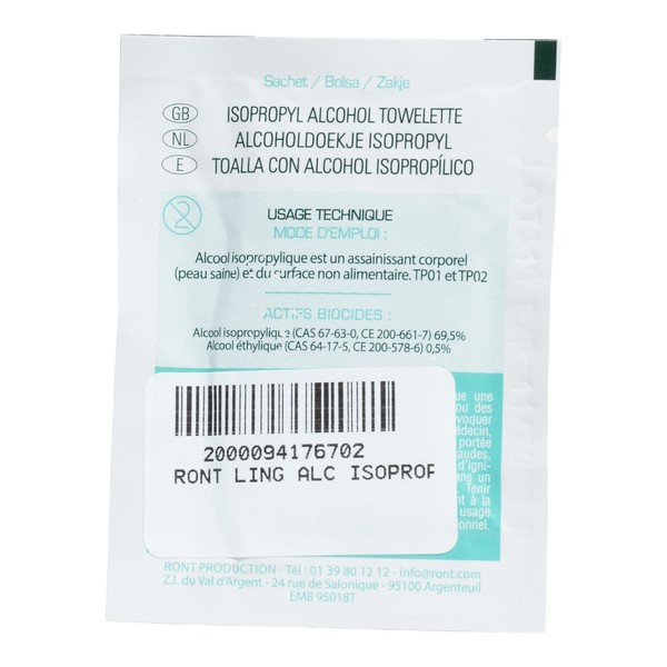 Ront Lingette alcool isopropylique 70%
