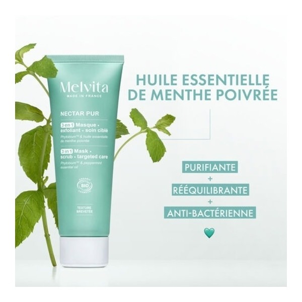 Melvita Nectar Pur Masque exfoliant 3 en 1 bio