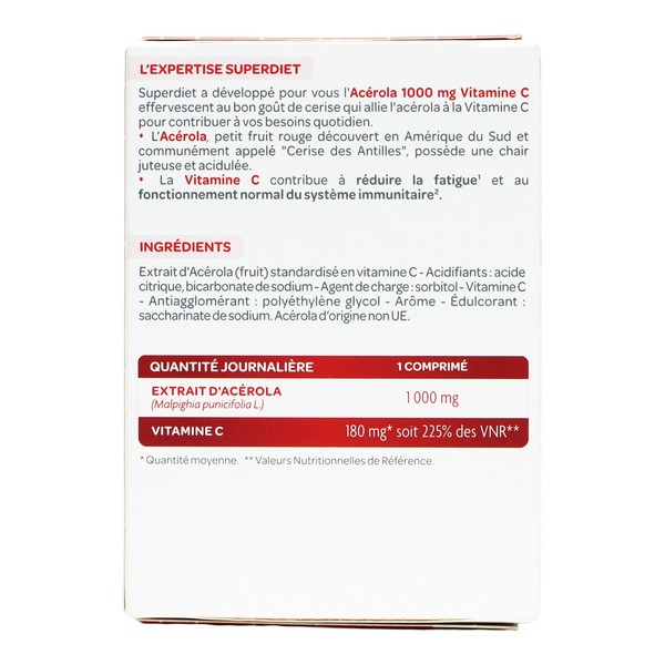 Super Diet Acérola 1000 mg Vitamine C comprimés effervescents