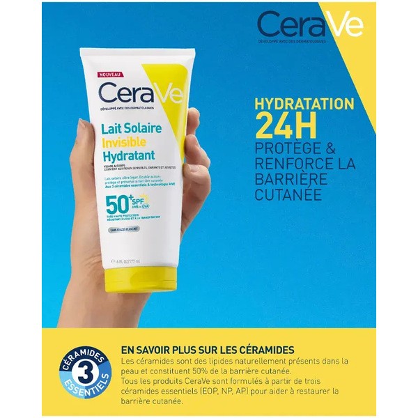 Cerave Lait solaire invisible hydratant SPF 50+