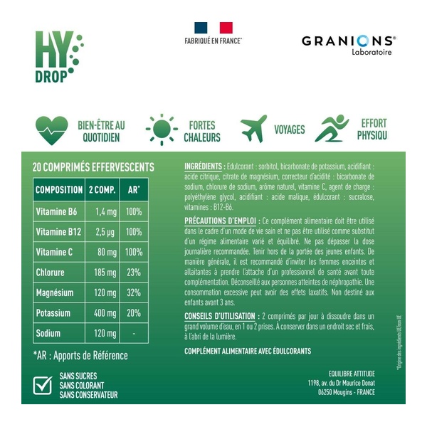 Granions Hydrop Vitamines et Minéraux comprimés