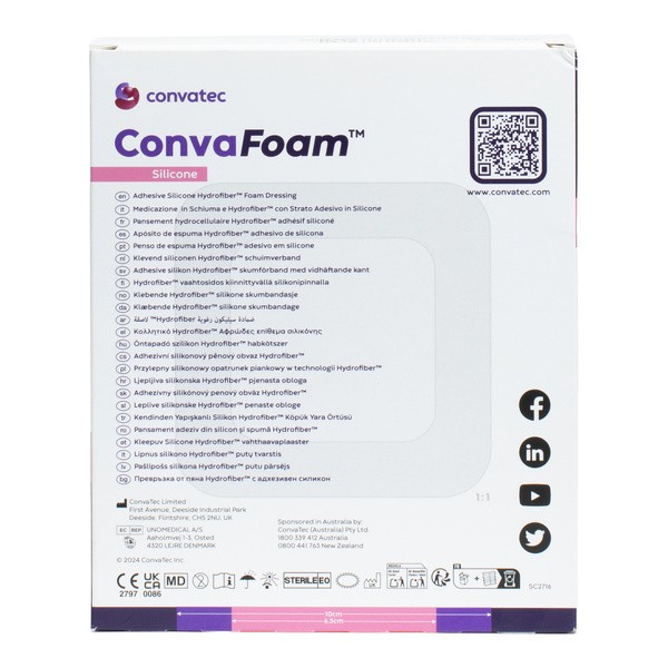 ConvaFoam carré pansement hydrocellulaire siliconé adhésif