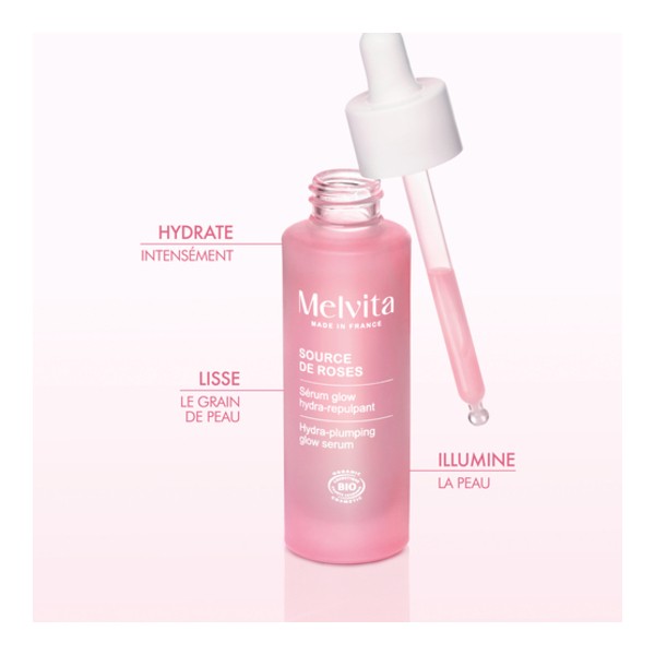 Melvita Source de Roses Sérum glow hydra repulpant bio