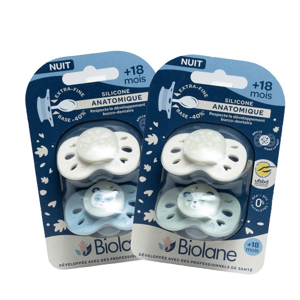 Biolane sucette silicone anatomique +18 mois Nuit
