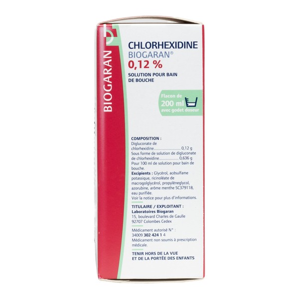 Bain de bouche Chlorhexidine  0,12% sans alcool