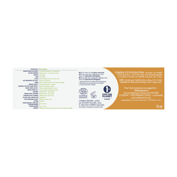 Natessance dentifrice soin complet Bio