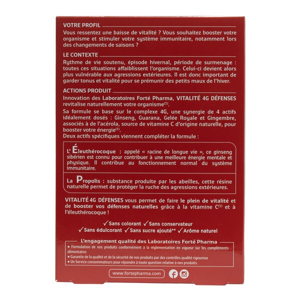 Forté Pharma Vitalité 4G Défenses ampoule