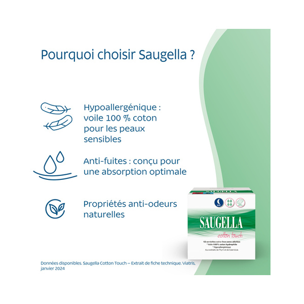 Saugella Cotton Touch Serviettes hygiéniques nuit