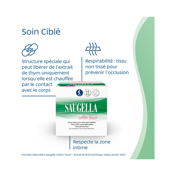 Saugella Cotton Touch Serviettes hygiéniques nuit