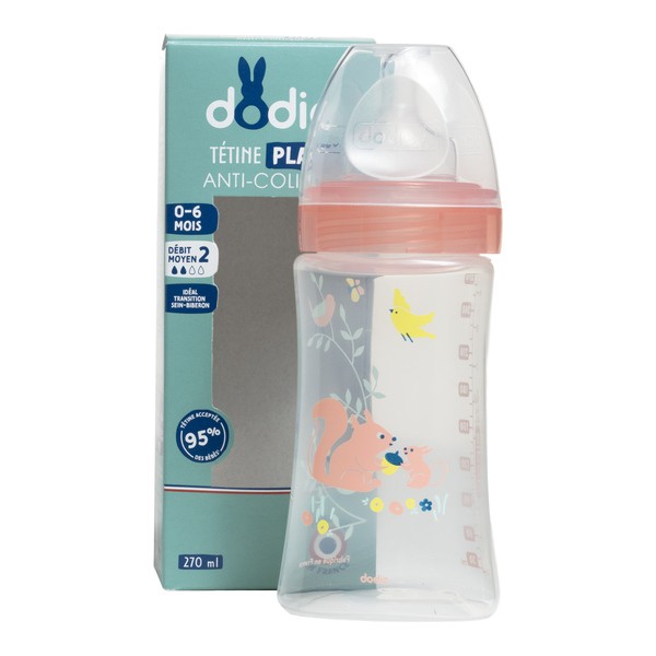 Dodie Biberon Tétine plate débit moyen 270 ml