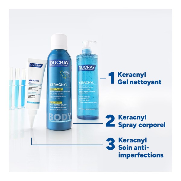 Ducray Keracnyl Spray corps asséchant anti boutons