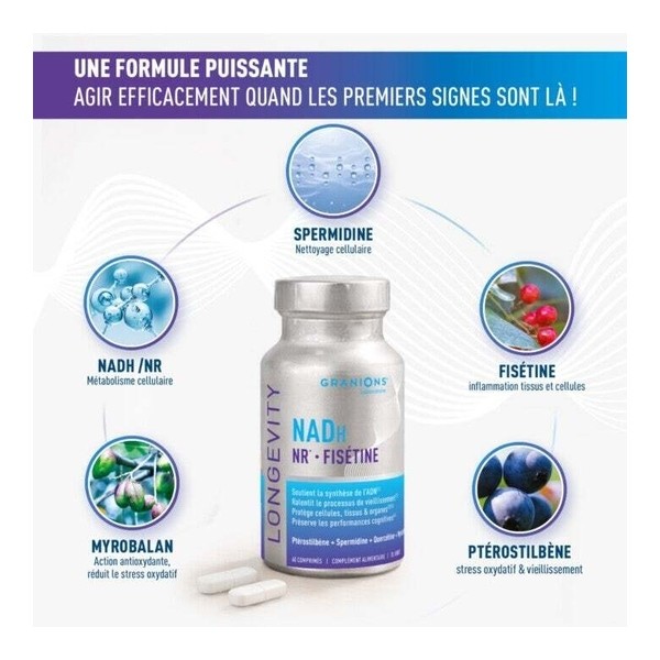 Granions complexe Longevity NADH comprimés