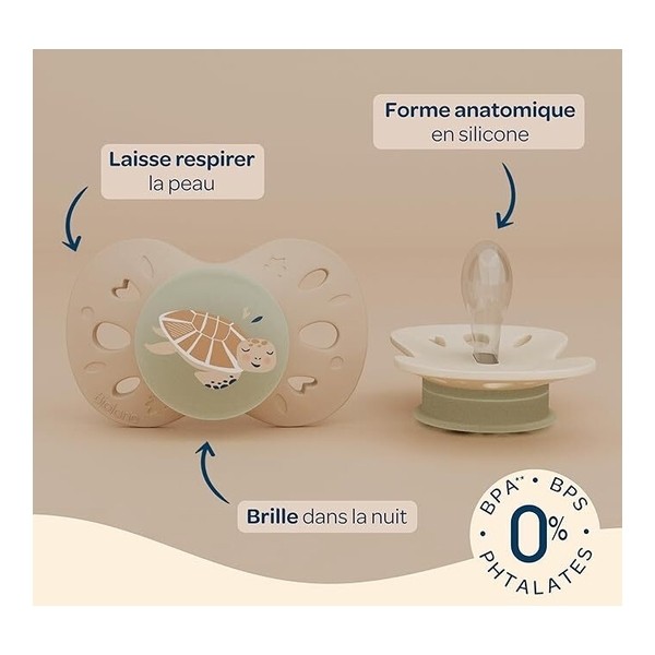 Biolane sucette silicone anatomique 0-6 mois Nuit