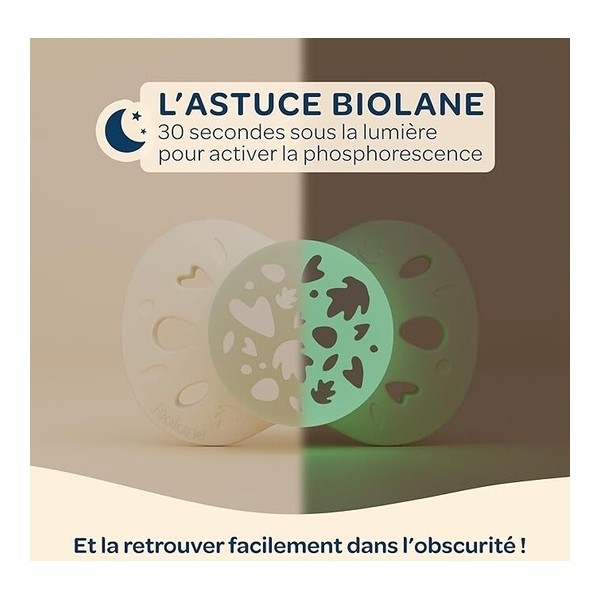 Biolane sucette silicone anatomique 6-18 mois Nuit