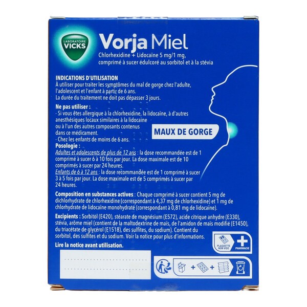 Vicks Vorja maux de gorge comprimés à sucer