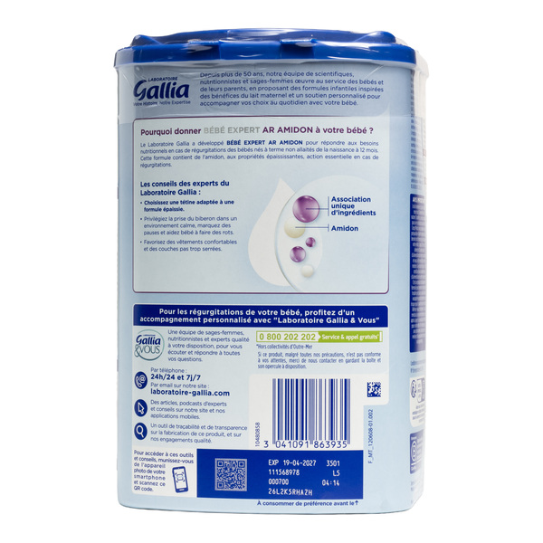 Gallia bébé expert AR amidon lait 0-12 mois