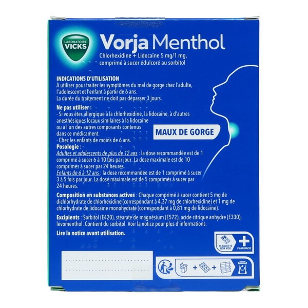 Vicks Vorja maux de gorge comprimés à sucer