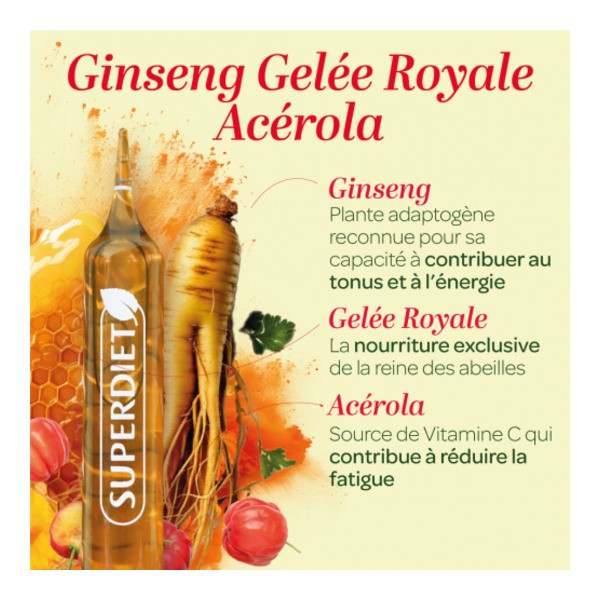 Super Diet Ginseng Gelée royale Acérola bio ampoules