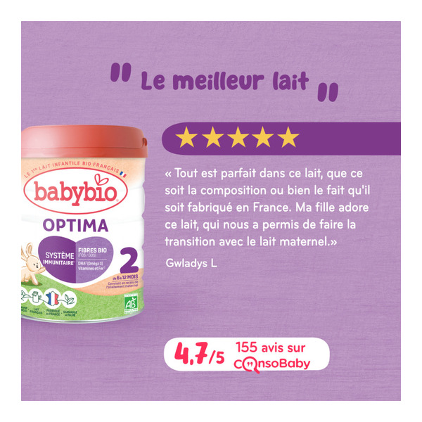 Babybio Optima Lait 2ème âge Bio