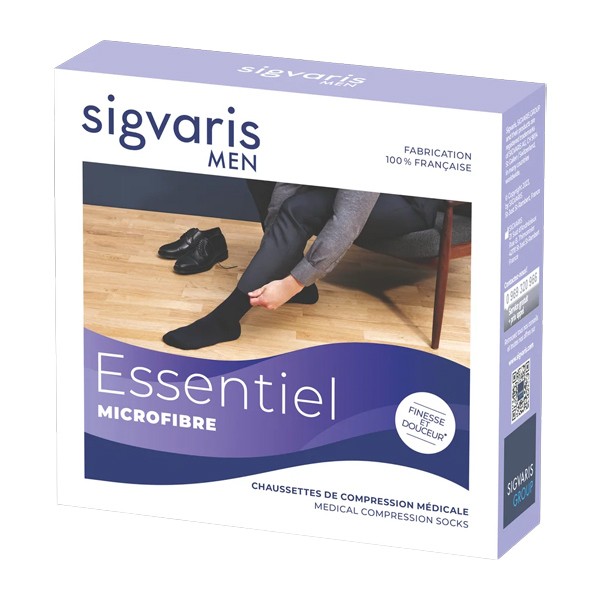 Sigvaris Essentiel Microfibre Chaussettes de contention homme Morpho moins Classe 2