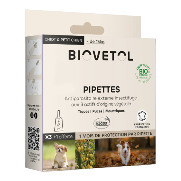 Pipette antiparasitaire chien Biovetol Bio