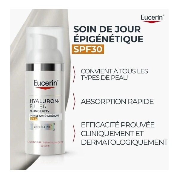 Eucerin Hyaluron Filler + Longevity Soin de jour épigénétique SPF 30