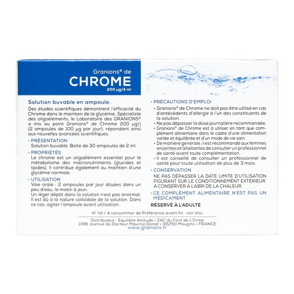 Granions chrome 200 µg ampoules