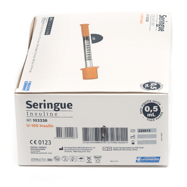 Seringue à insuline avec aiguille 29 G x 100
