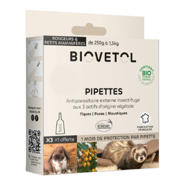 Biovetol pipettes antiparasitaires rongeurs et petits mammifères