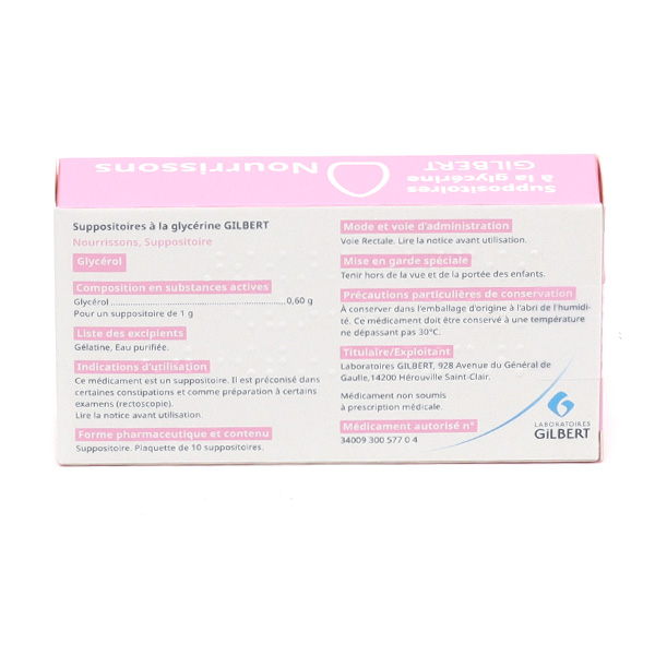 Suppositoire glycérine nourrisson Gilbert