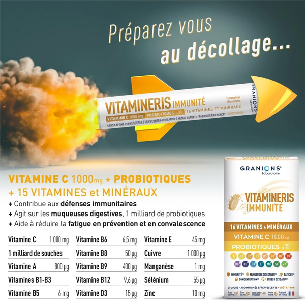 Granions Vitamineris Immunité comprimés effervescents