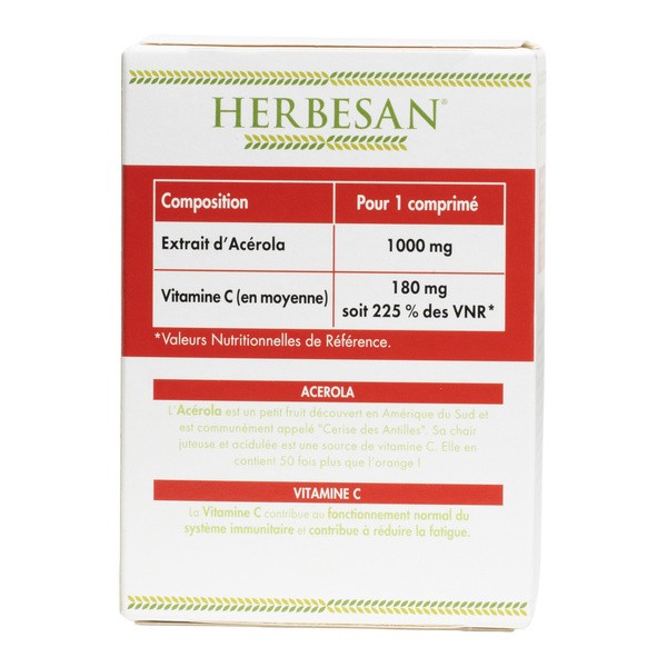 Herbesan Acérola 1000 mg Vitamine C comprimés effervescents