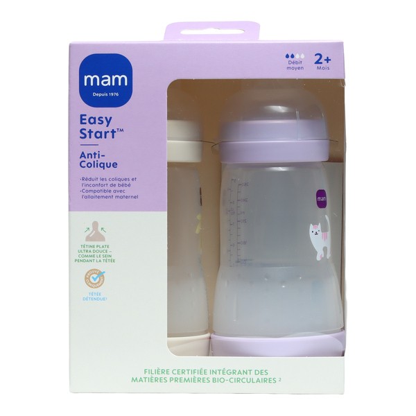 MAM Biberon Easy Start débit moyen 260 ml