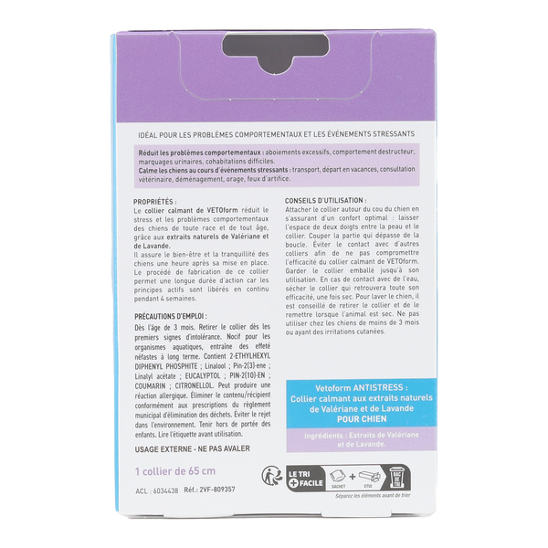 Vetoform collier anti stress chien
