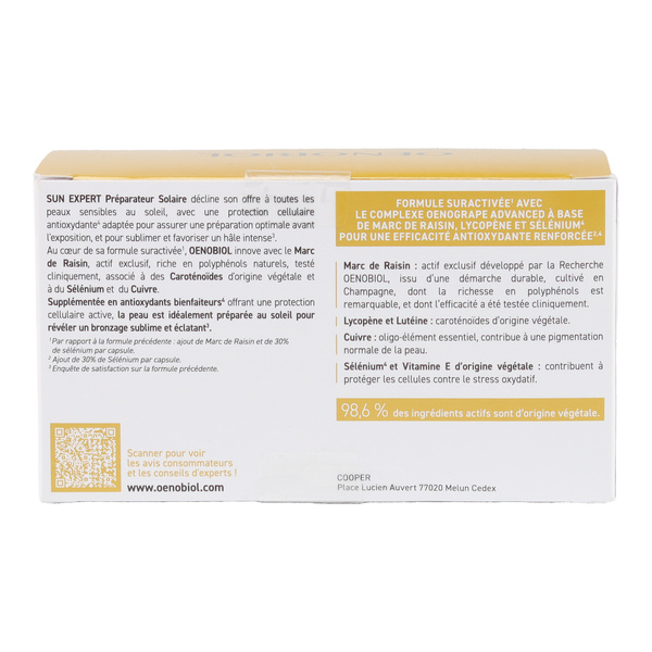 Oenobiol Sun Expert préparateur solaire peau sensible capsules