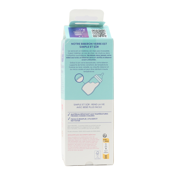 MAM Biberon Verre débit moyen 260 ml