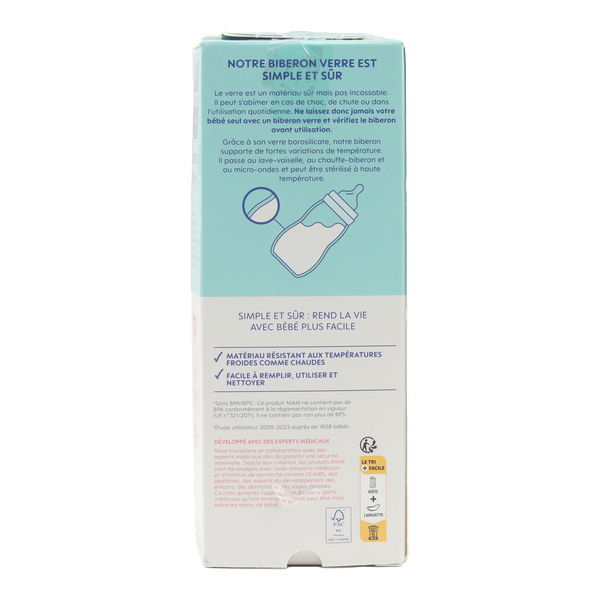 MAM Biberon Verre débit moyen 260 ml