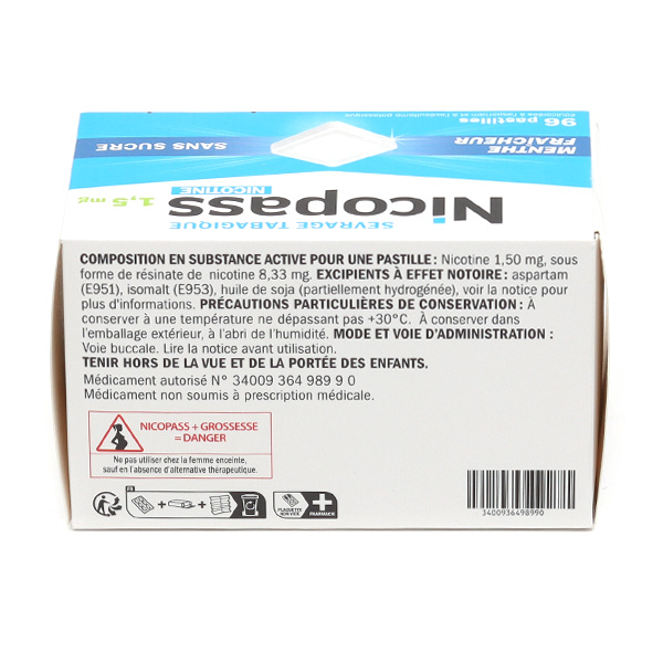 Nicopass 1,5 mg menthe fraicheur pastilles