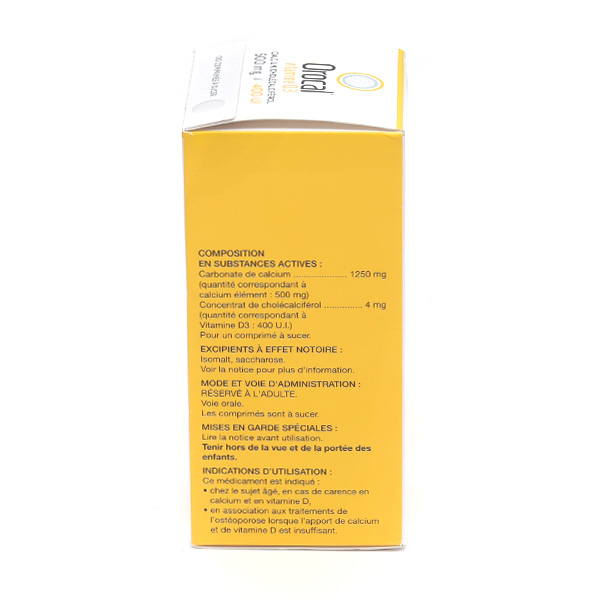 Orocal D3 500 mg 400 UI comprimé à sucer