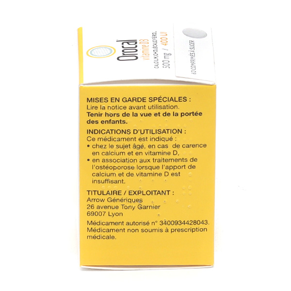 Orocal D3 500 mg 400 UI comprimé à sucer