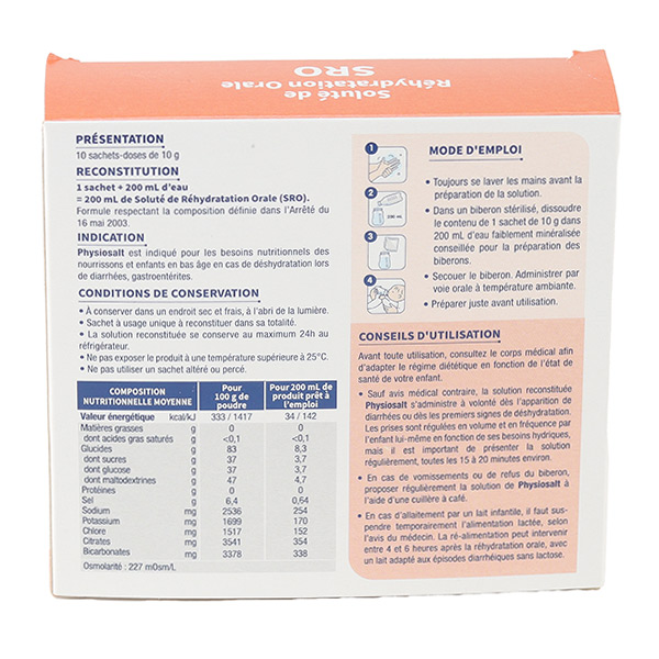 Physiosalt réhydratation orale pour bébé sachets
