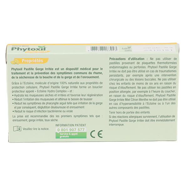 Phytoxil Mal de gorge pastilles miel citron menthe